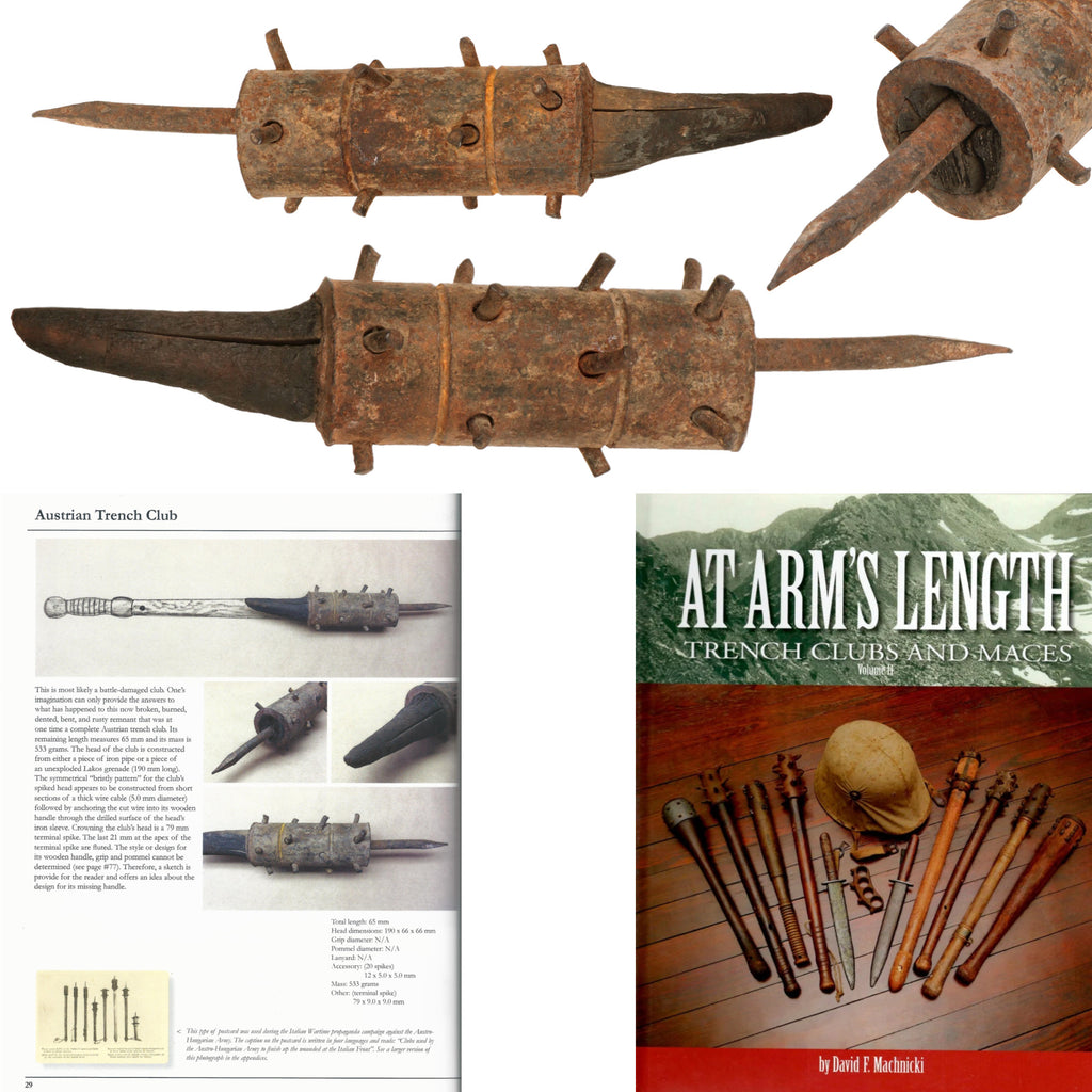 Original Austro-Hungarian WWI Battle Damaged Trench Raiding Club - Featured in “At Arms Length: Trench Clubs and Maces Volume II” by David F. Machnicki - Book Shows Sketch of Missing Handle Original Items