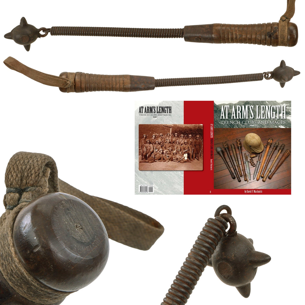 Original German WWI Spring Handle Trench Raiding Mace with Canvas Lanyard by Frederich Kottenhoff of Gevelsberg - Similar Example in Book At Arm's Length Volume 1 & Featured in Upcoming Volume III Original Items