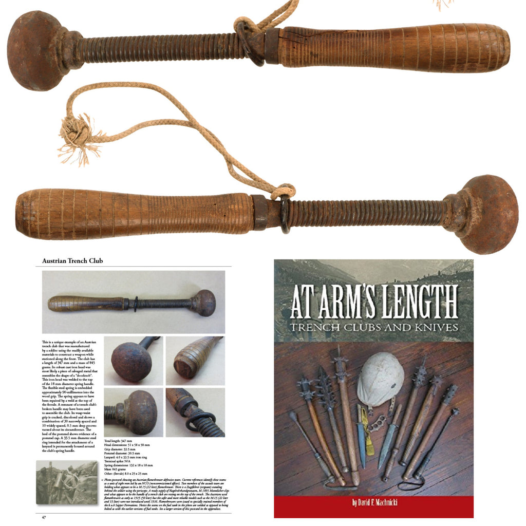 Original Austrian WWI Spring Handle Cast Iron Knob-Headed Trench Raiding Mace with Lanyard Ring - Featured in “At Arms Length: Trench Clubs & Knives” Volume I by David F. Machnicki Original Items