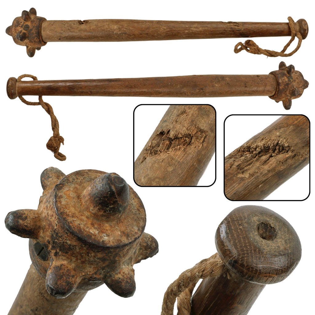 Original Imperial German WWI Goedendag Type Trench Raiding Club with Shrapnel Damage on Handle - From Personal Collection of David Machnicki, Author of At Arm's Length Series Original Items