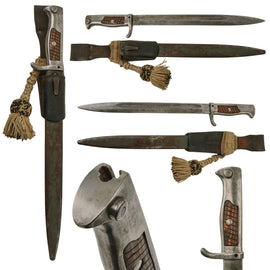 Original Imperial German WWI Ersatz Bayonet, Carter Type EB 55 with Scabbard, Frog, and Knot - From Personal Collection of David Machnicki, Author of At Arm's Length Series - Very Rare