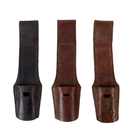 Original Austro-Hungarian WWI Mannlicher M88/95 Rifle Bayonet Leather Frog Lot - Three Total Original Items