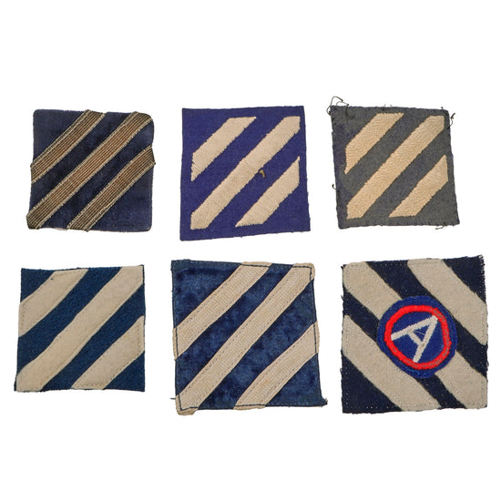 DRAFT Original U.S. WWI 3rd Division “Rock of the Marne” Patch Lot with 3rd Army and Velvet Variations - Six Total Original Items