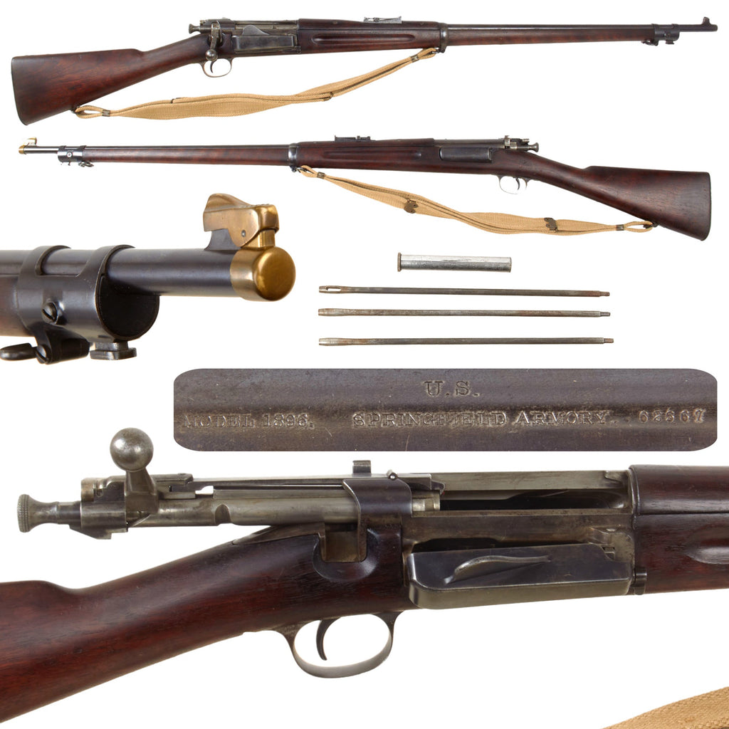 Original U.S. Springfield Model 1896 Krag-Jørgensen Rifle Made in 1897 with Mills Tropical Sling, Oiler, and Cleaning Rod - Serial 62667 Original Items