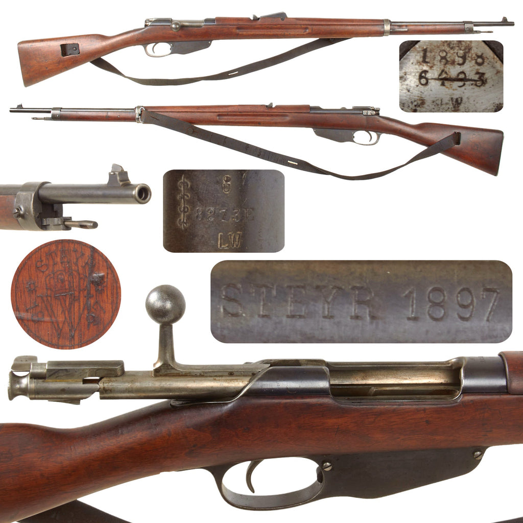 Original Dutch Pre-WWI Geweer M. 95 Mannlicher KNIL Rifle by ŒWG Steyr Serial 8273E with Sling - Dated 1897 Original Items