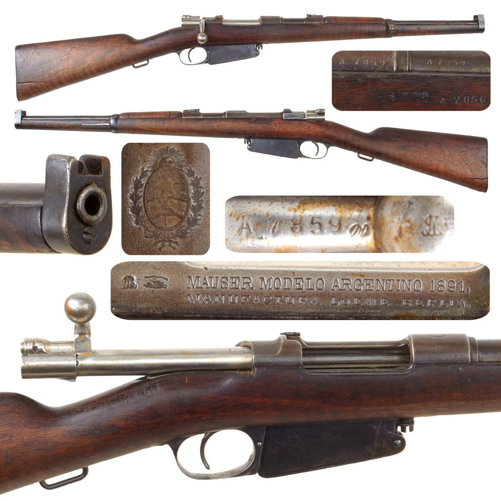 Original German Made M1891 Argentine Mauser Carbine by Ludwig Loewe Made in 1895 with Intact Crest - Serial Serial A 7859 Original Items