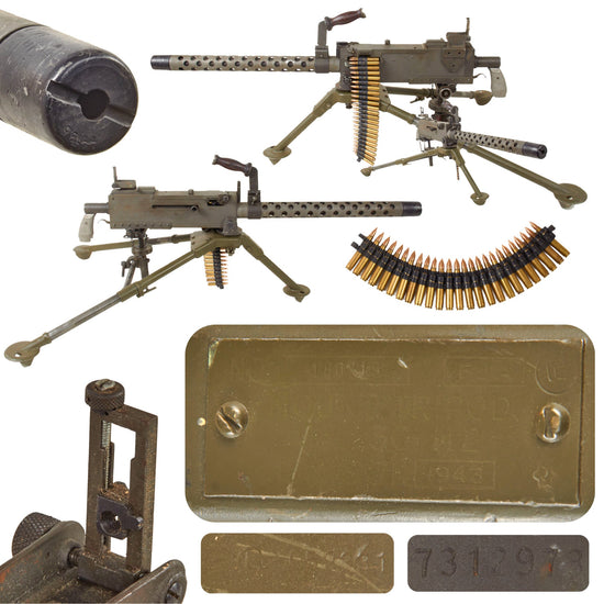 Original U.S. WWII Browning .30 Caliber M1919A4 Display Machine Gun with 1943 Dated Tripod, Pintle, and T&E Original Items