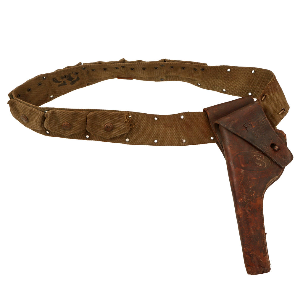 Original U.S. Pre-WWI M1909 Rimless Eagle Snap Eight-Pouch Revolver Belt Rig with Saber Chape & M1909 Revolver Holster Original Items