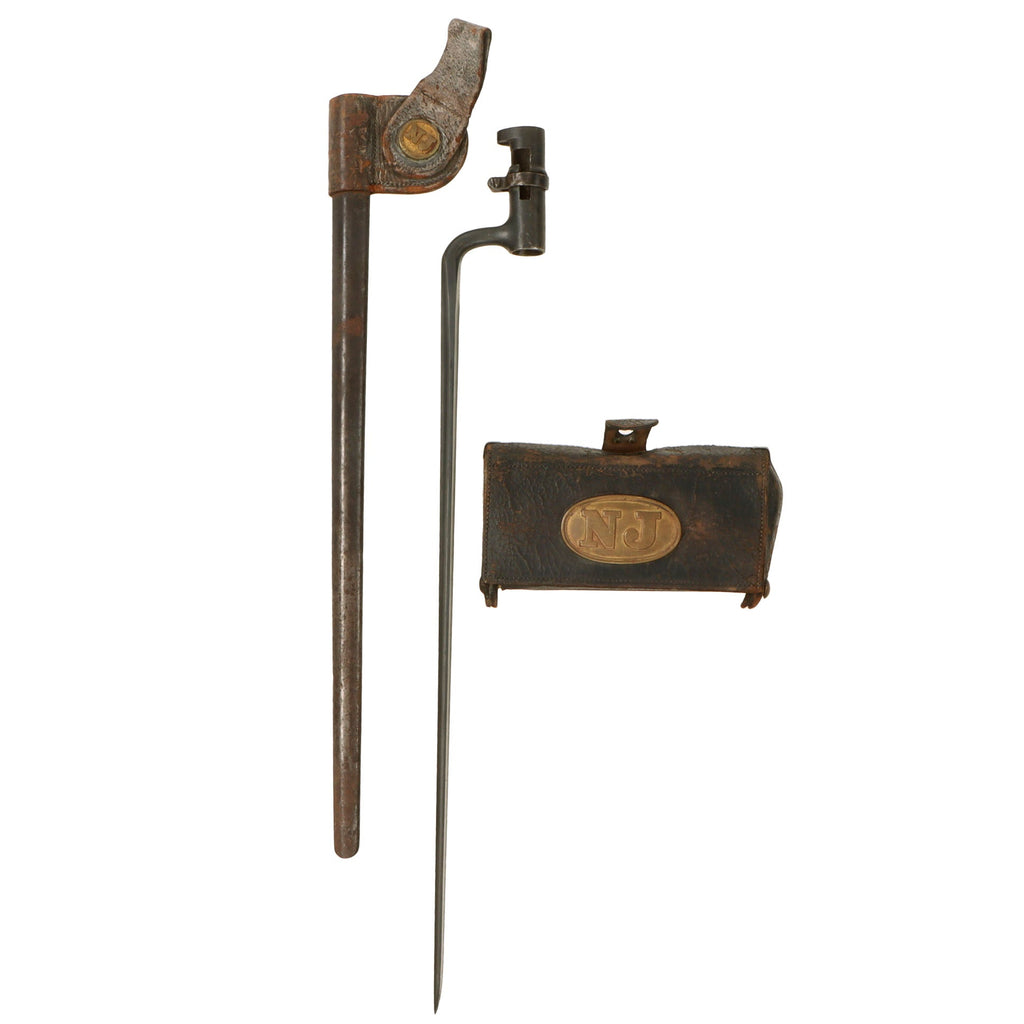 Original U.S. New Jersey Issue Springfield Trapdoor M1873 Rifle Socket Bayonet with 1st Pattern N.J. Frog and Scabbard (Copy) Original Items