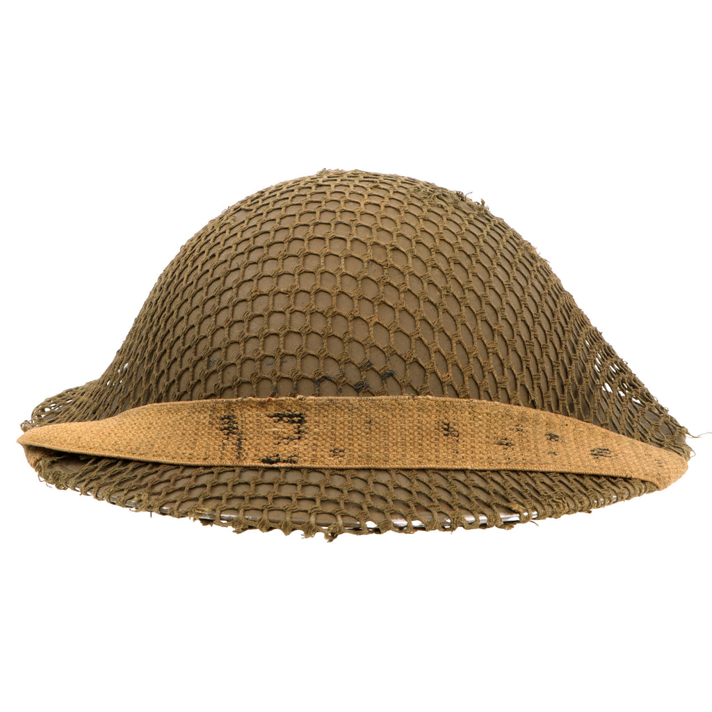 Original British/Commonwealth WWII Brodie MkII Steel Helmet with Helmet Net & Desert Paint - Dated 1940 Original Items