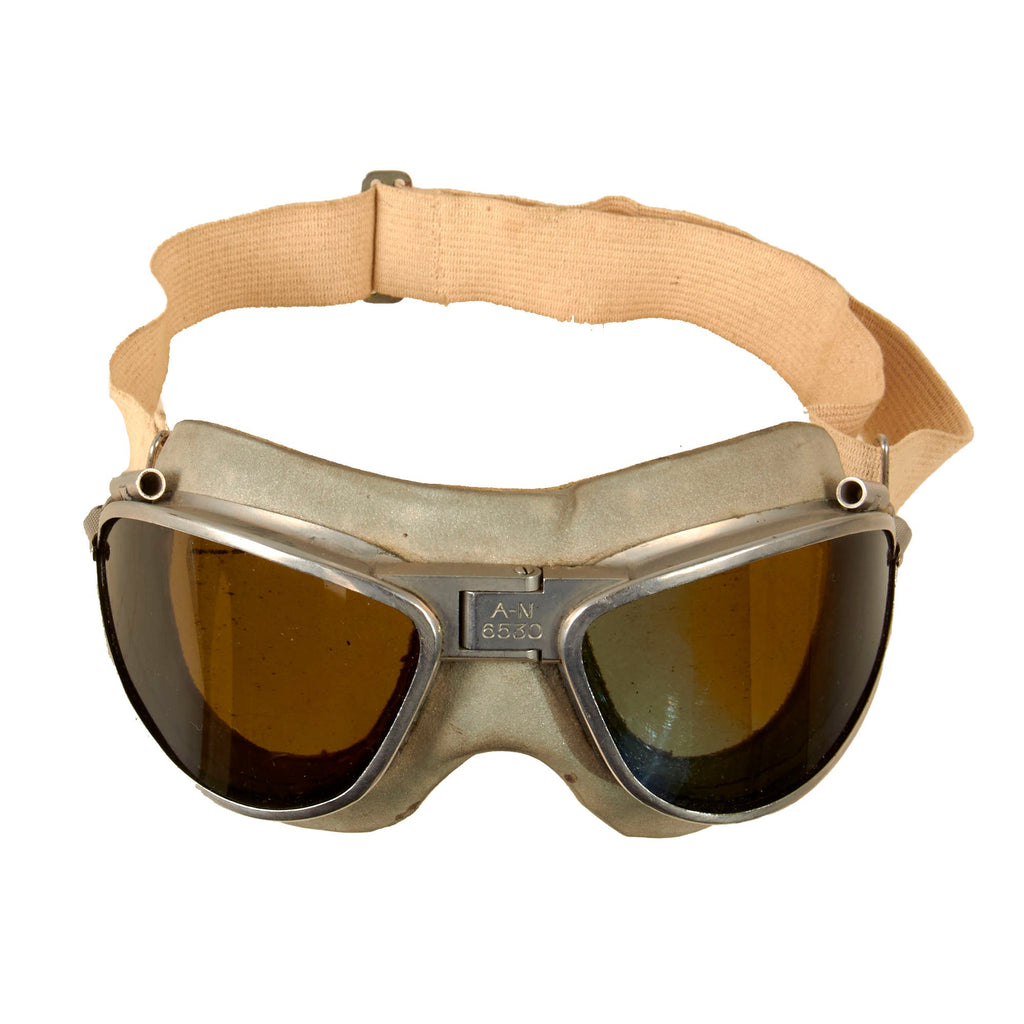 Original U.S. WWII AAF Unissued AN-6530 Goggles with Elastic Strap - Excellent Original Items
