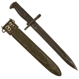 Original U.S. WWII M1 Garand 10 inch Bayonet by Union, Fork & Hoe with Unit-Marked M7 Scabbard - 220th Infantry Regiment