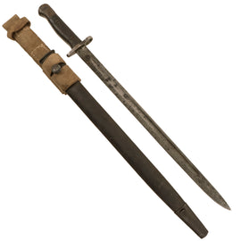 Original British WWI P-1907 Enfield Bayonet by Robert Mole & Sons with Scabbard & Webbing Frog - Dated 1915
