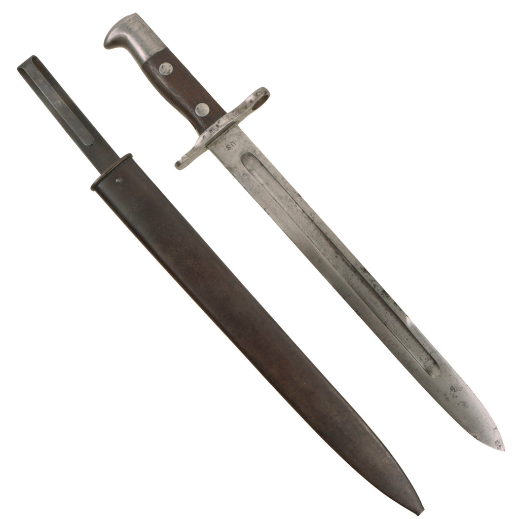Original U.S. Spanish American War Model 1892 Krag Rifle Bayonet and First Pattern Scabbard - Dated 1896 Original Items