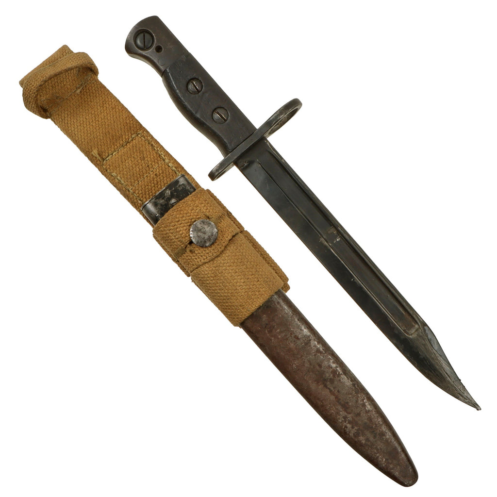 Original British Post-WWII Enfield No.5 Jungle Carbine MkII Bayonet with Scabbard and Frog - Dated 1946 Original Items