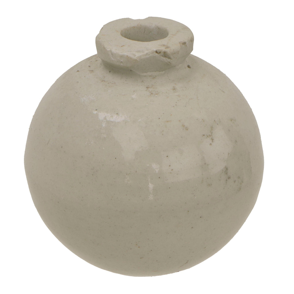 Original Japanese WWII Last Ditch Ceramic Hand Grenade in White Clear Glaze - Inert Original Items