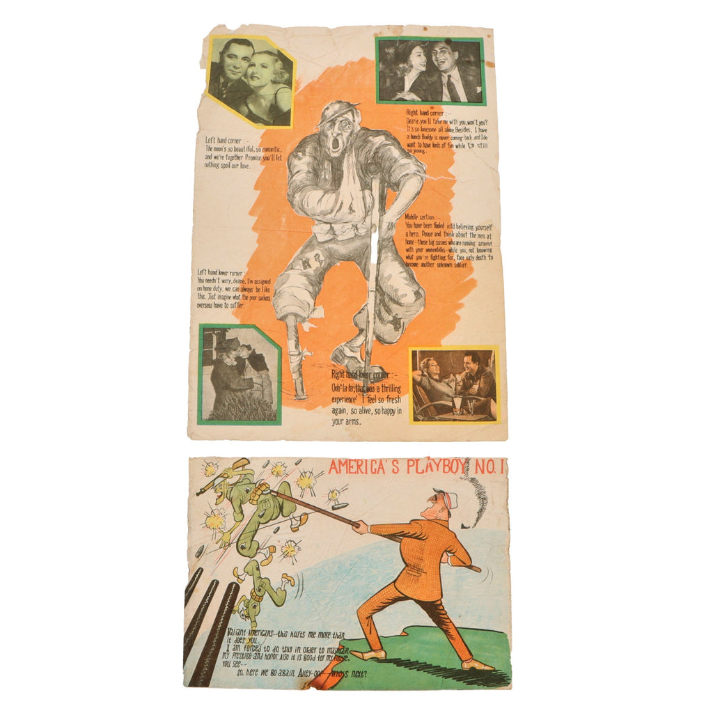 Original Japanese WWII Propaganda Leaflets Dropped on American Soldiers - Lot of 2 Original Items