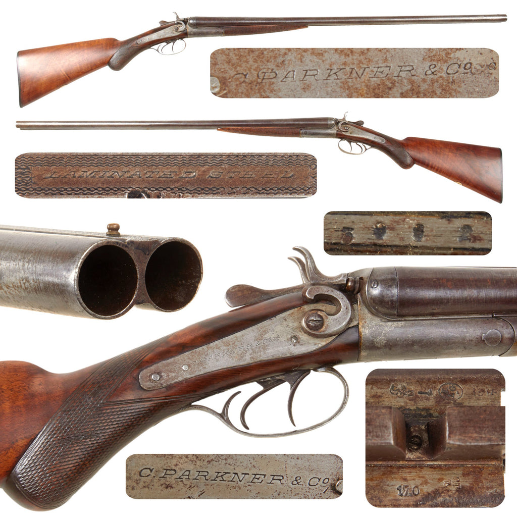 Original U.S. Belgian Made 16 Gauge Double Barrel Hammer Shotgun by C. Parkner & Co. Serial 10 - circa 1885 Original Items