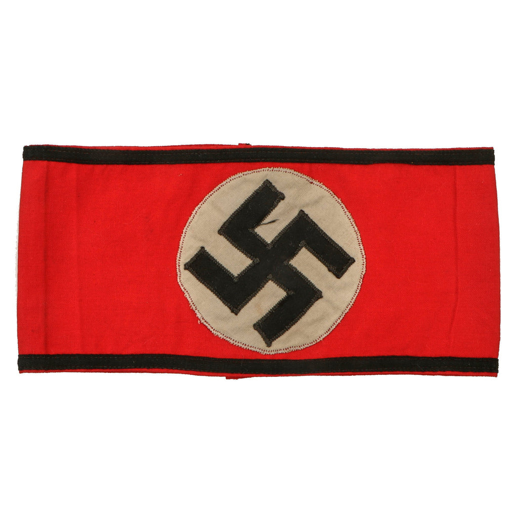 Original German WWII SS Member's Multi-Piece Cotton Armband with Partial Paper SS RZM Tag - Schutzstaffel Original Items
