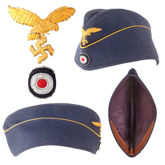 Original German WWII Luftwaffe General Ranks M38 Wool Overseas Cap - Schiffchen Original Items