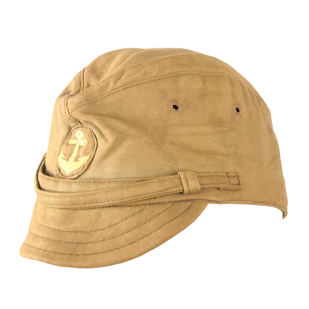 Original WWII Japanese Special Naval Landing Forces Cotton Forage Cap Dated 1943 - SNLF Original Items