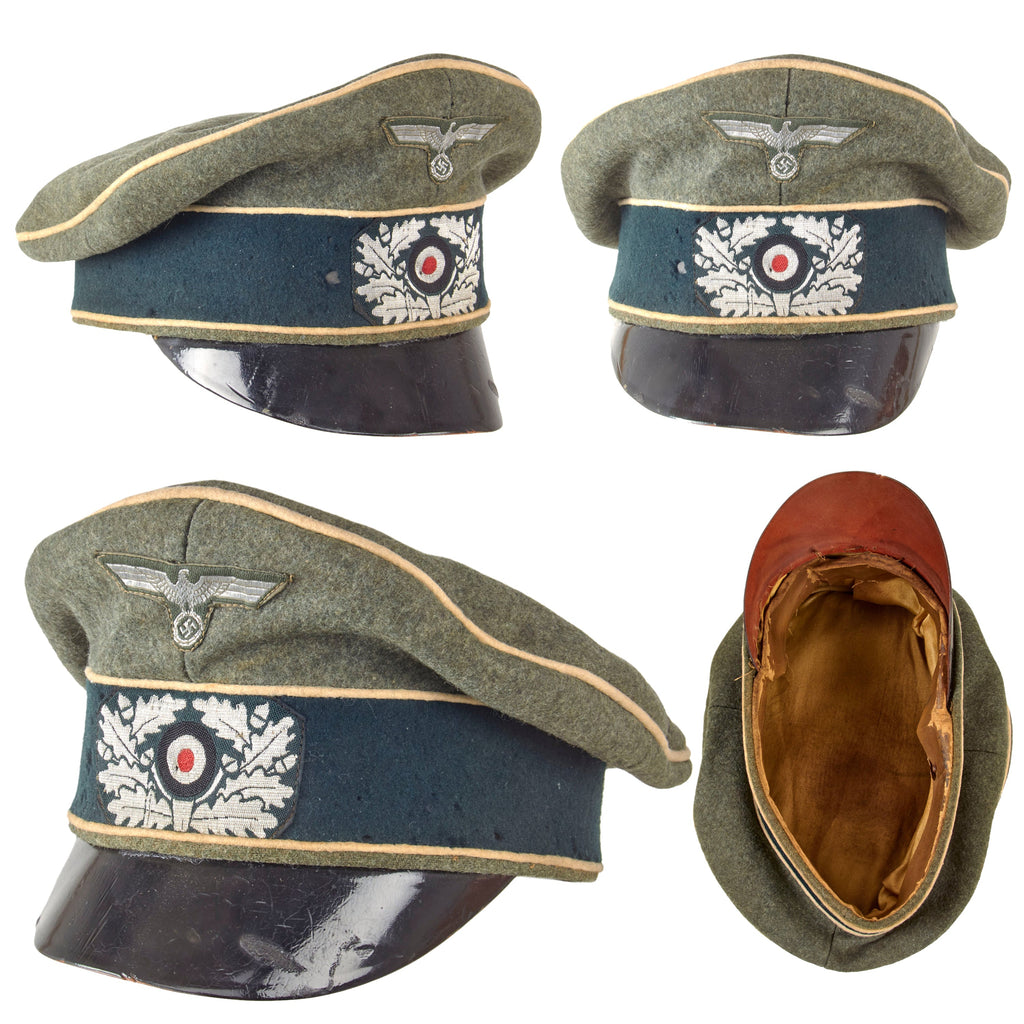 Original German WWII Heer Army Infantry Officer Schirmmütze Visor Crush Cap with BeVo Insignia Original Items
