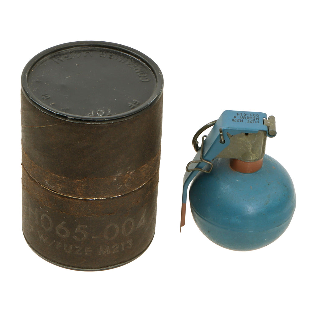 Original U.S. Vietnam War Era M69 Practice Fragmentation Hand Grenade with Practice Fuze in Husk- Inert Original Items