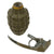 Original U.S. WWII Inert MkII Pineapple Grenade with Yellow Ring & M10A2 Fuze in Husk Original Items