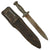 Original U.S. WWII Australian Made Fighting Knife with Cast OD Green-Painted Handle in Leather Sheath Original Items