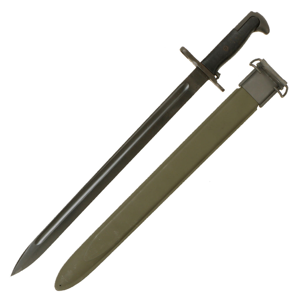 Original U.S. WWII M1942 16" Garand Rifle Bayonet by Utica Cutlery with USN MK 1 Scabbard Original Items