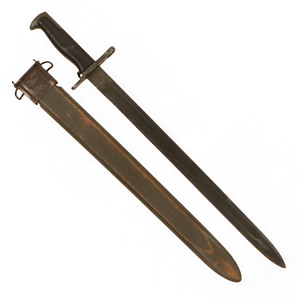 Original U.S. WWI & WWII M1905 Springfield 16 inch Rifle Bayonet Marked S.A. with M3 Scabbard - Dated 1918