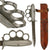 Original Rare U.S. WWII Everitt Black Handle Knuckle Fighting Knife with Added Scabbard Original Items