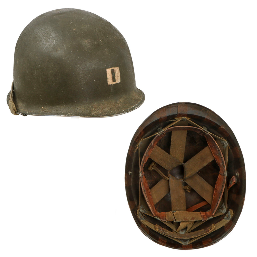 Original U.S. WWII Schlueter Swivel Bale Captain’s M1 Helmet with Westinghouse Liner - Untouched Original Items