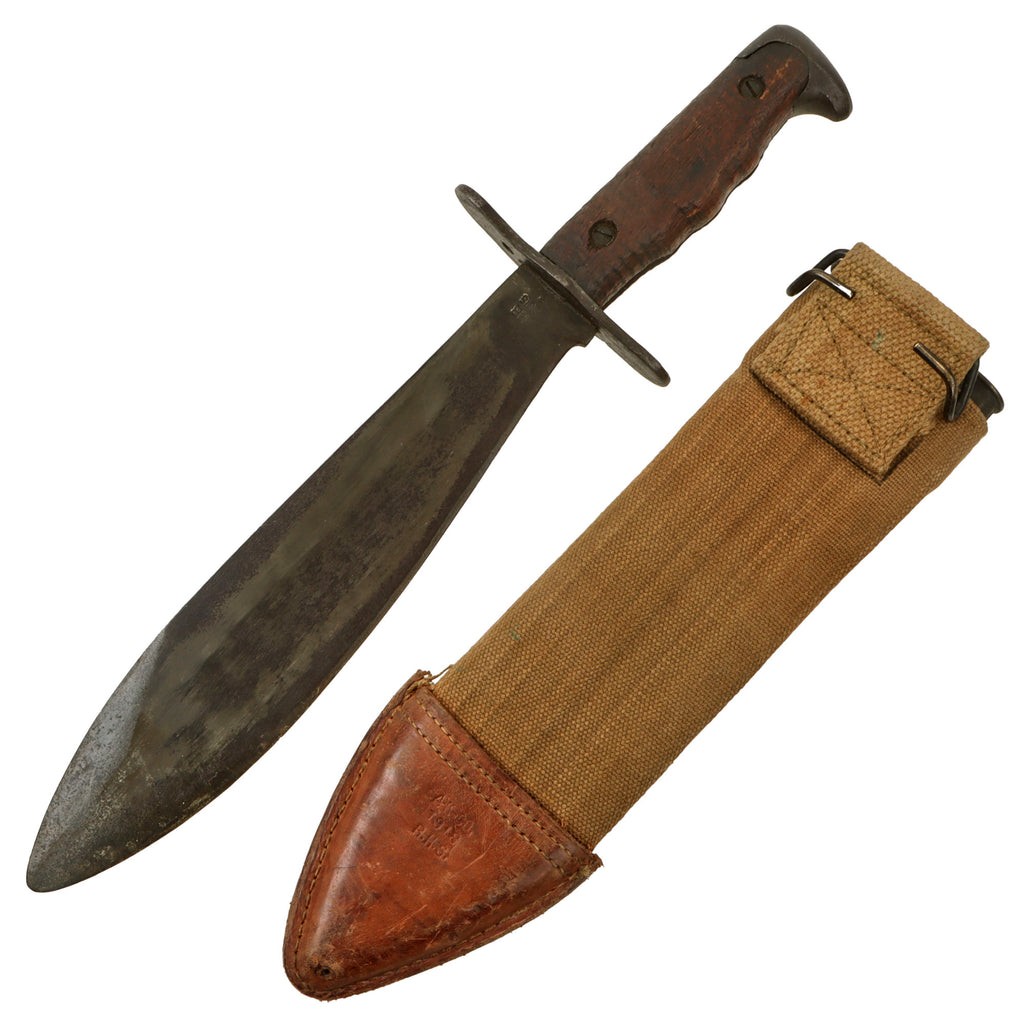 Original U.S. WWI Model 1917 Bolo Knife by Plumb St. Louis with 1918-Dated Canvas Scabbard - Dated 1918 Original Items