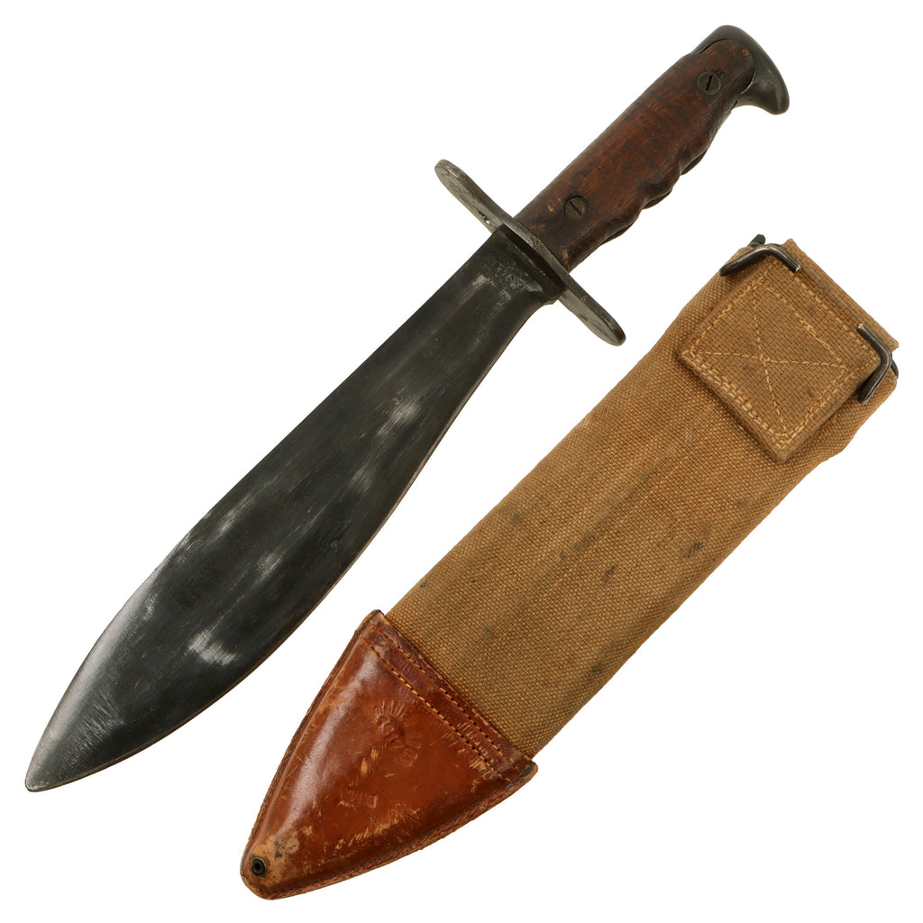 Original U.S. WWI Model 1917 Bolo Knife by Plumb St. Louis with 1917-Dated Canvas Scabbard - Dated 1918 Original Items