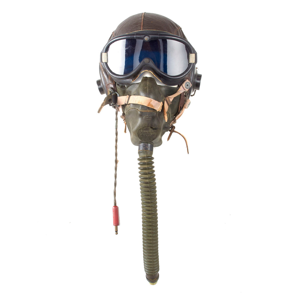 Original U.S. WWII Army Air Forces Aviator A-11 Flight Helmet Set - A-10A Mask and B-8 Polaroid Goggles Original Items