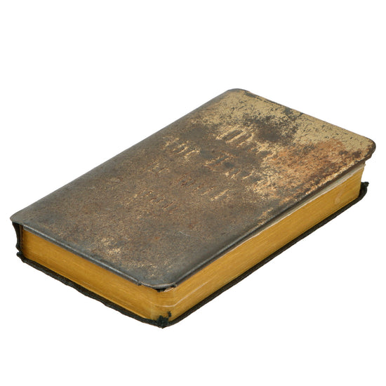 Original U.S. WWII Era “May the Lord be with you” New Testament Heart-Shield Breast Pocket Bible Identified to Navy Sailor with Letter of Favorite Bible Verses from his Mother Original Items