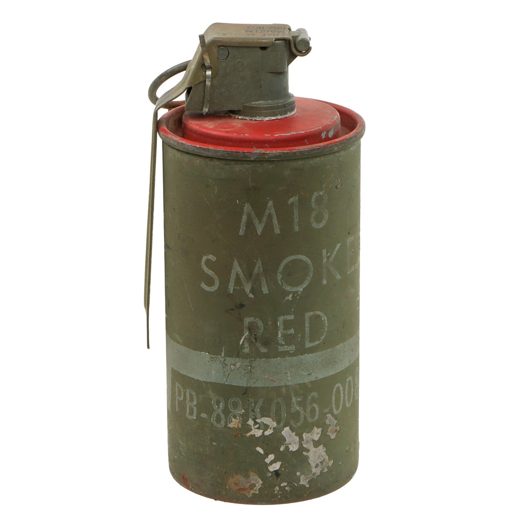 Original U.S. Cold War / Desert Storm Era Inert Red M18 Smoke Grenade With M201A1 Fuze Original Items