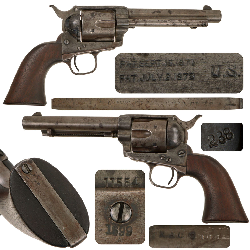 Original U.S. Colt Single Action Army .45cal. Artillery Model Revolver Built on 1874 Production Serial No. 11554 Frame with U.S. Surcharge and Ainsworth-Inspected Trigger Guard