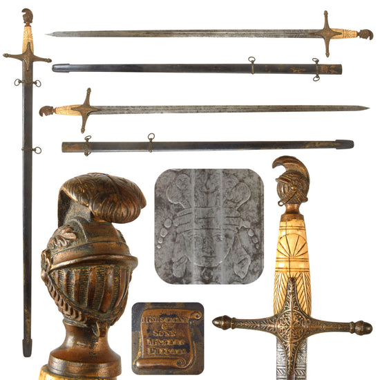 Original U.S. Antebellum Period 1840s Militia Staff Officer’s Sword with Etched Blade & Knight’s Helmet Pommel by Horstmann & Sons of Philadelphia - Rare