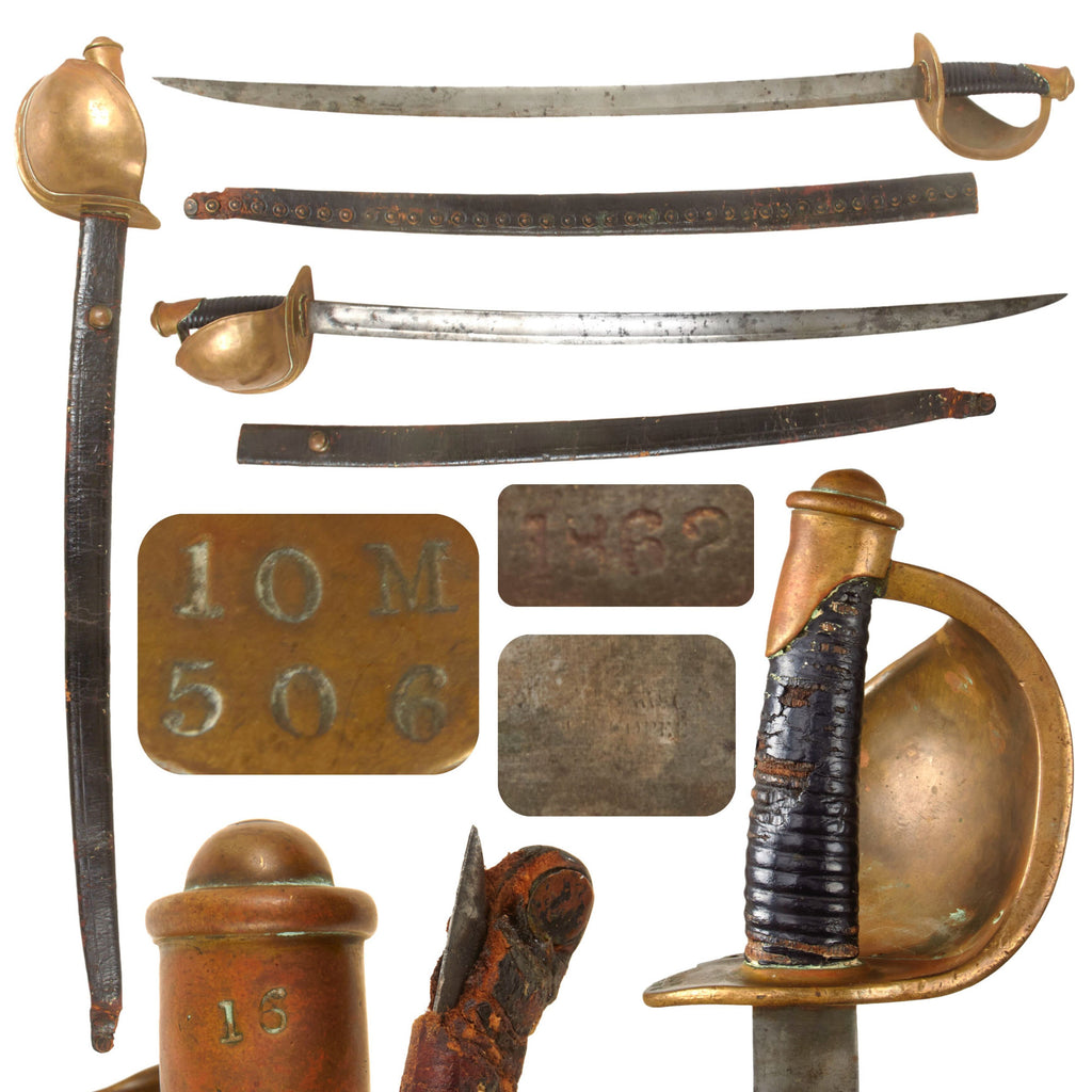 Original U.S. Civil War Rare Model 1860 Naval Cutlass by Ames Mfg. Co. with Rare Leather Riveted Scabbard - Dated 1862