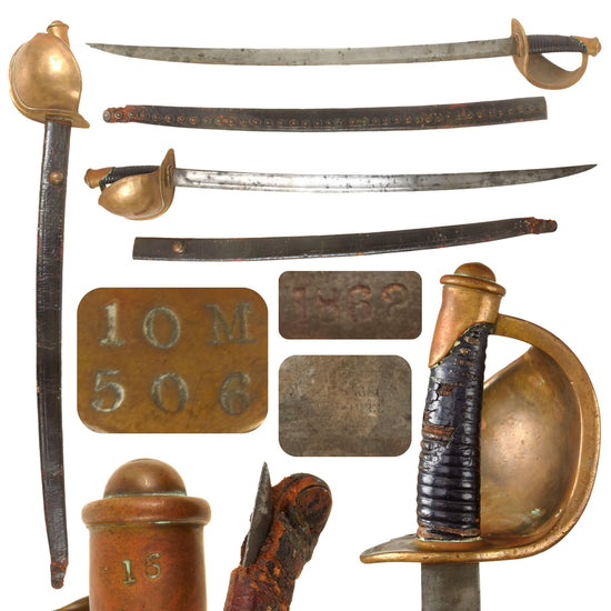 Original U.S. Civil War Rare Model 1860 Naval Cutlass by Ames Mfg. Co. with Rare Leather Riveted Scabbard - Dated 1862