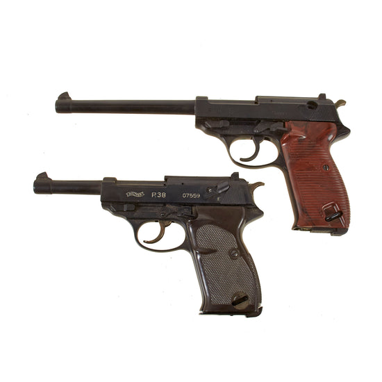 German WWII Replica Walther P-38 Cap Plug-Firing Pistol Lot by Crown Model & Tokyo Marui Co., Japan with Damage - As Is Original Items