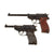 German WWII Replica Walther P-38 Cap Plug-Firing Pistol Lot by Crown Model & Tokyo Marui Co., Japan with Damage - As Is