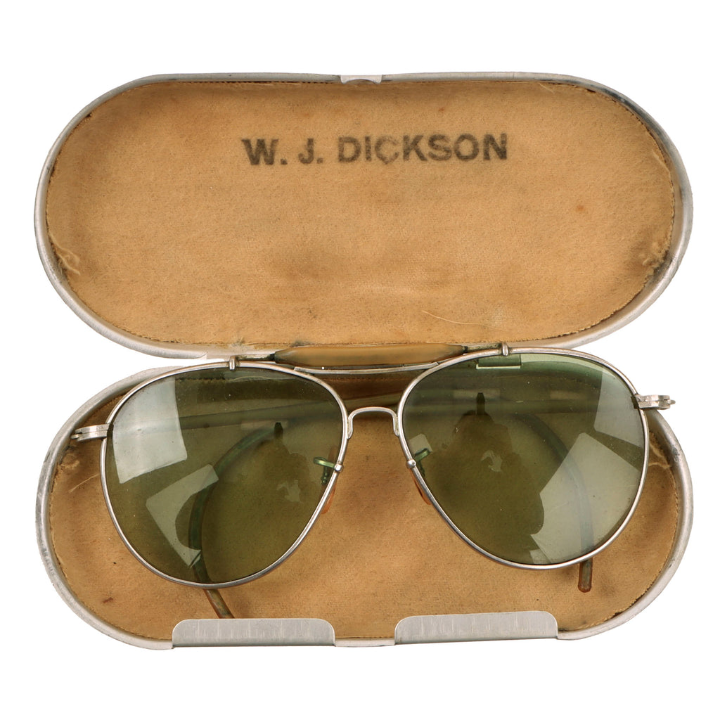 Original U.S. WWII USAAF Private-Purchase Bausch & Lomb Aviator Sunglasses with Named Case - W.J. Dickson