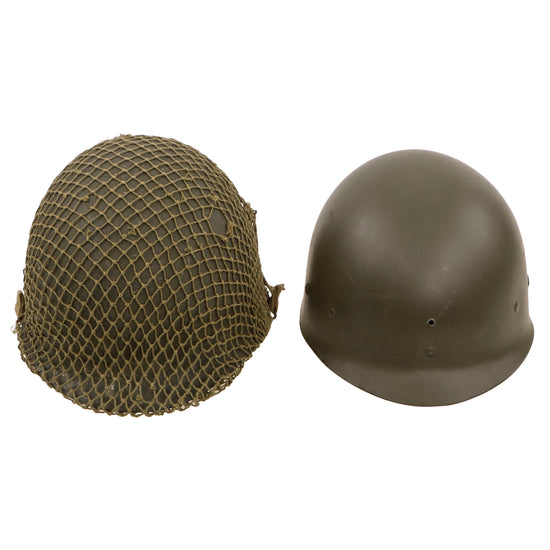 Original U.S. WWII M1 McCord Front Seam Swivel Bale Helmet with Helmet Net & Westinghouse Liner