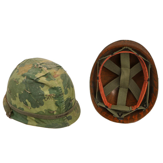 Original U.S. Vietnam War M1 Helmet with Mitchell Pattern Camouflage Cover and P64 Liner