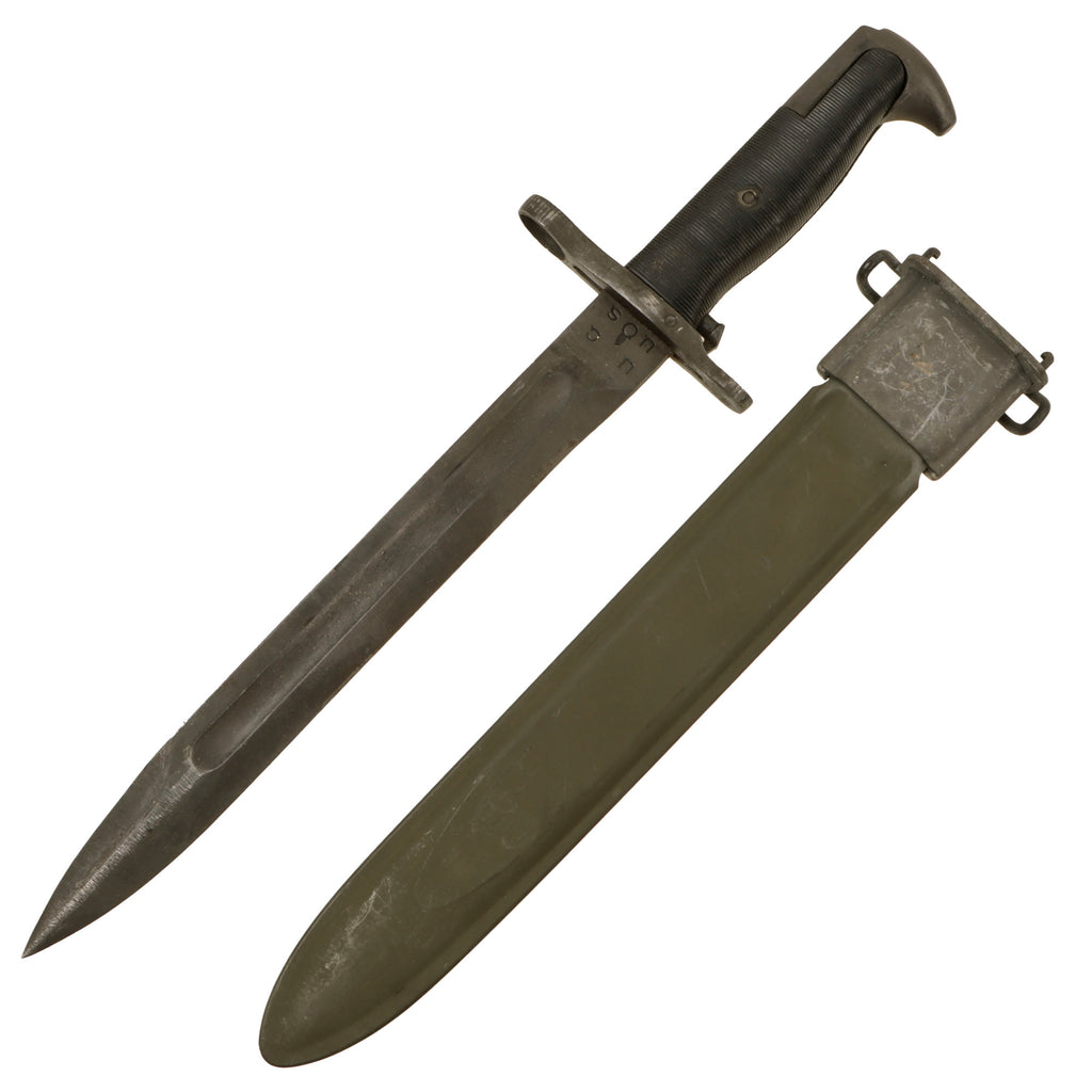 Original U.S. WWII M1 Garand 10 inch Bayonet by Utica Cutlery with M7 Scabbard Original Items