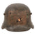 Original Imperial German WWI Rare Large Size Battle Damaged M16 Stahlhelm Helmet Shell with Ship Home Stamp Remnants - Marked TJ68