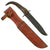Original U.S. WWII USMC Early Blade-Marked Mark 2 KA-BAR Fighting Knife with Theater-Replaced Goat Horn Grip in Leather Sheath
